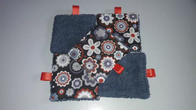 Lot de 5 lingettes lavables en coton et éponge fait main
