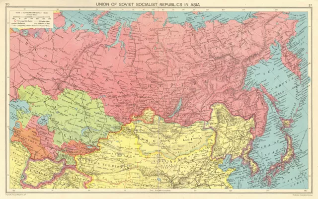 WORLD WAR 2. USSR. Japanese occupied Korea & Manchuria 1943 old vintage map