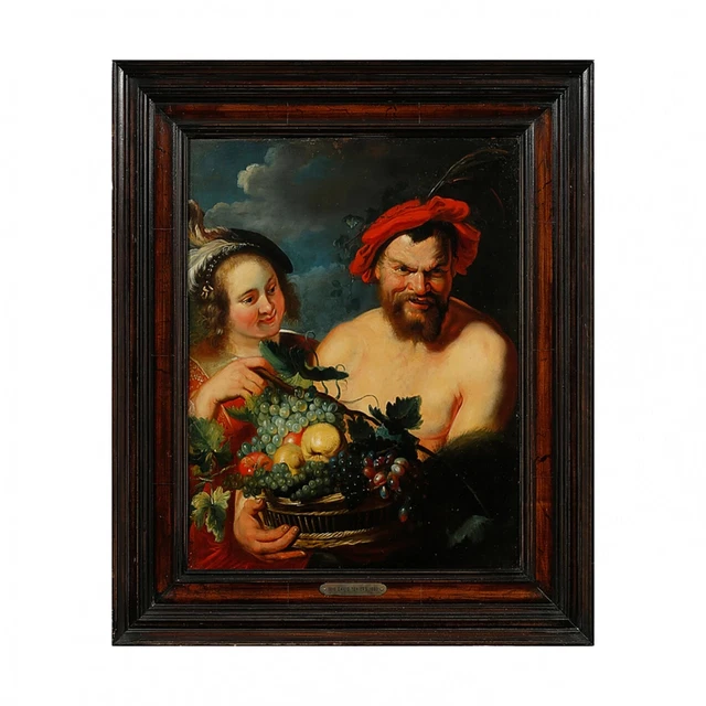 Painting Allegorical Motifs with Bacchus Style  Baroque From Holland Mid-19th Ce