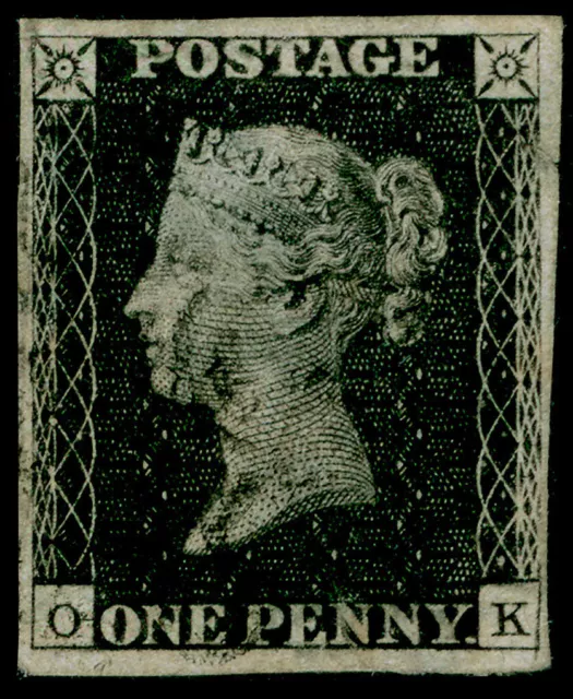 GB QV SG3, SCARCE 1d grey-black PLATE 11, USED. Cat £4600. BLACK MX OK