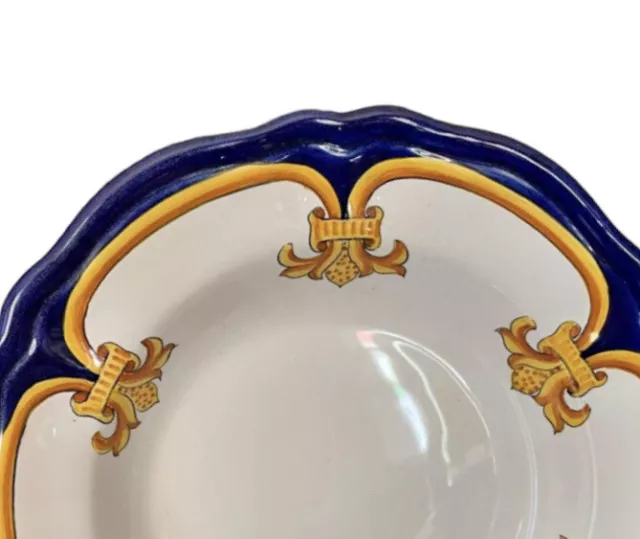 Deruta Italy Majolica Italian Pottery GIGLIO DORO 10” Large Rim Soup/Pasta Bowl 2