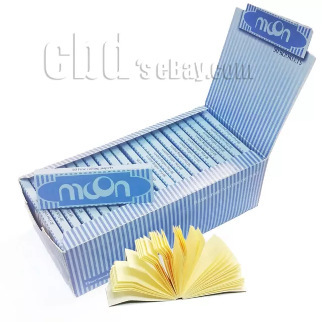 1 Box MOON 1.0" Rice Blue Rolling Paper Short Size 70 mm Slow Burning Ultra Thin