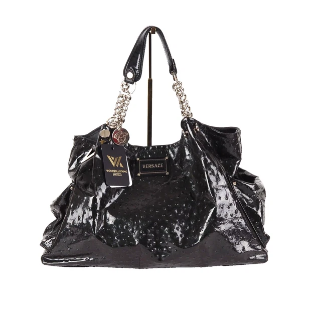 SAC CRÉATEUR DE luxe GIANNI VERSACE Scarabeo cuir verni autruche