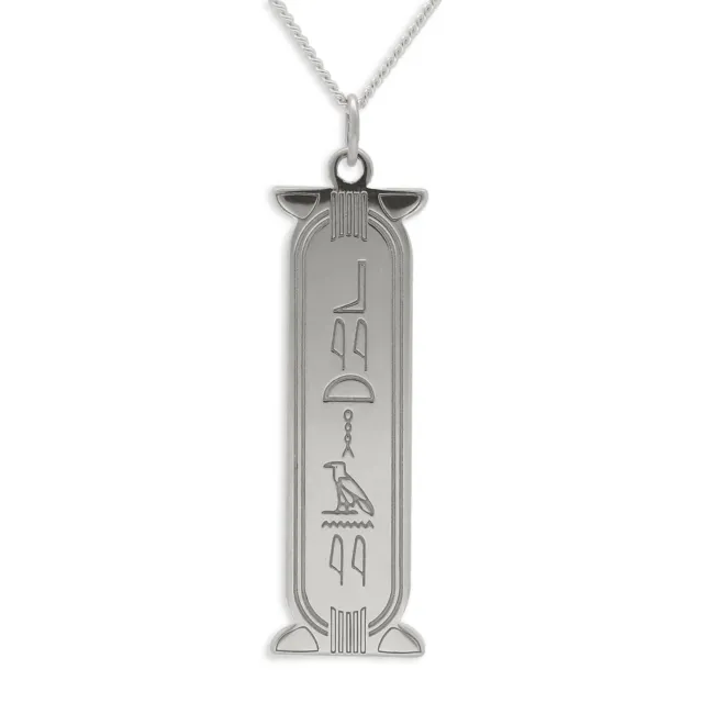 Personalised Egyptian Cartouche Hieroglyphic + English Name 925 Sterling Silver