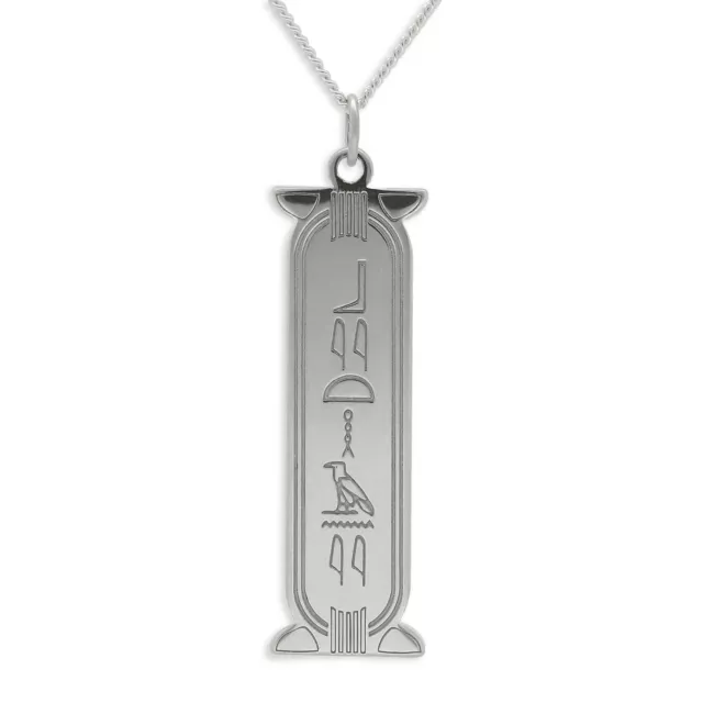 Personalised Egyptian Cartouche Hieroglyphic + English Name 925 Sterling Silver Personalised Egyptian Cartouche Hieroglyphic + English Name 925 Sterling Silver