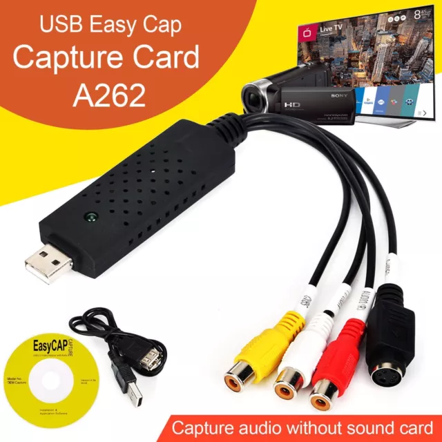 Converter Capture Card Adapter USB 2.0 TV Video Audio VHS to DVD Mobile New