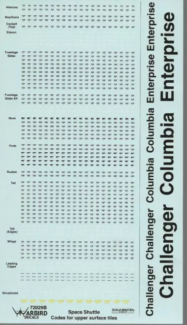 Warbird Space Shuttle Tile Code Decals for Revell 1/72 Kit 029 2
