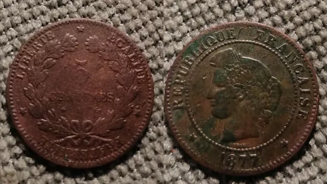 IIIème République - 5 centimes Cérès 1877 K, Bordeaux