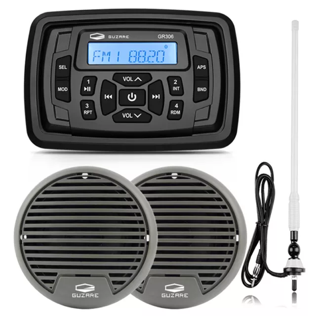 Radio Stereo Marino Bluetooth con 3" Impermeabile Barca Altoparlante e Antenna