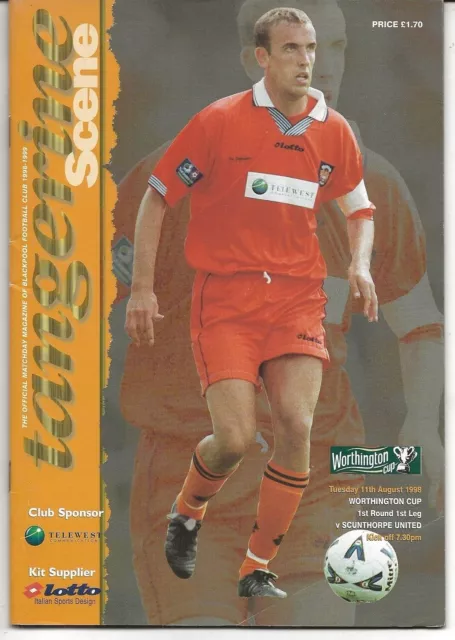 Football Programme BLACKPOOL v SCUNTHORPE UNITED Aug 1998 FLC