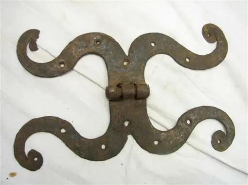 Antique Blacksmith Hand Forged Iron Rams Horn Shutter/Door Hinge Ornate Hardware