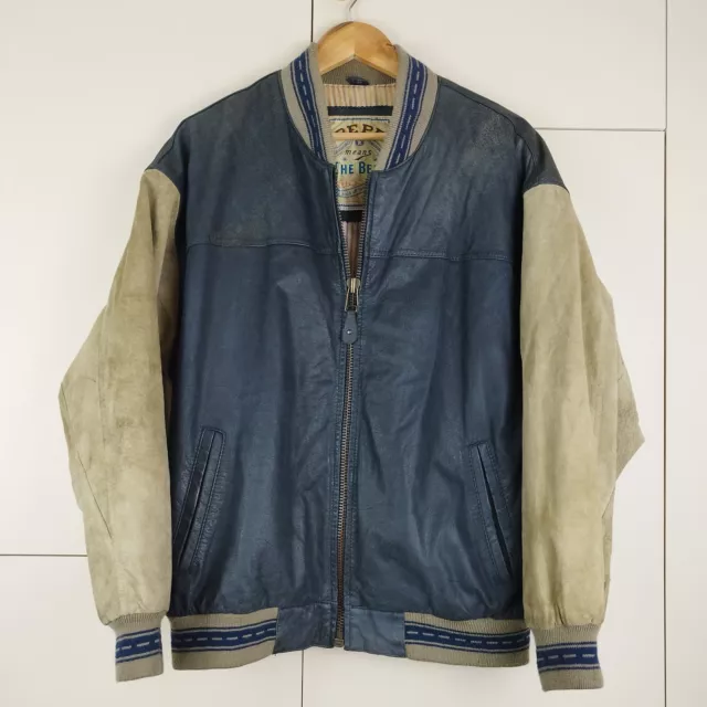 MEN'S VINTAGE PEPE Leather & Suede Bomber Jacket Varsity 80s 90s Retro ...