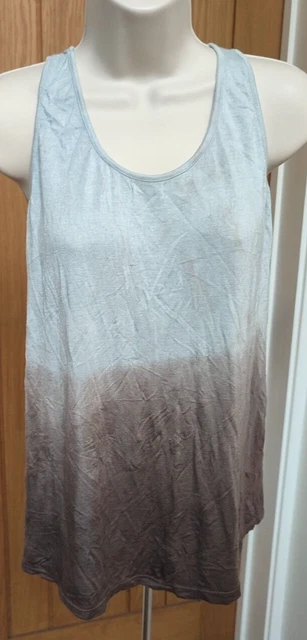 CMD women's dip dyed jersey vest top - brown & duck egg blue - size M
