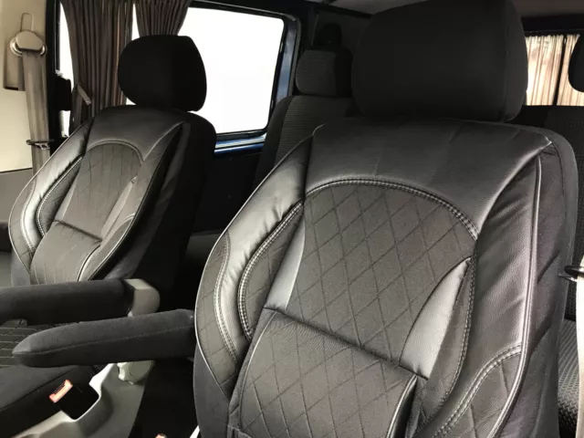 Schonbezüge Sitzbezüge für VW Crafter 2016-2023 Vorne Grau Schwarz 1 S