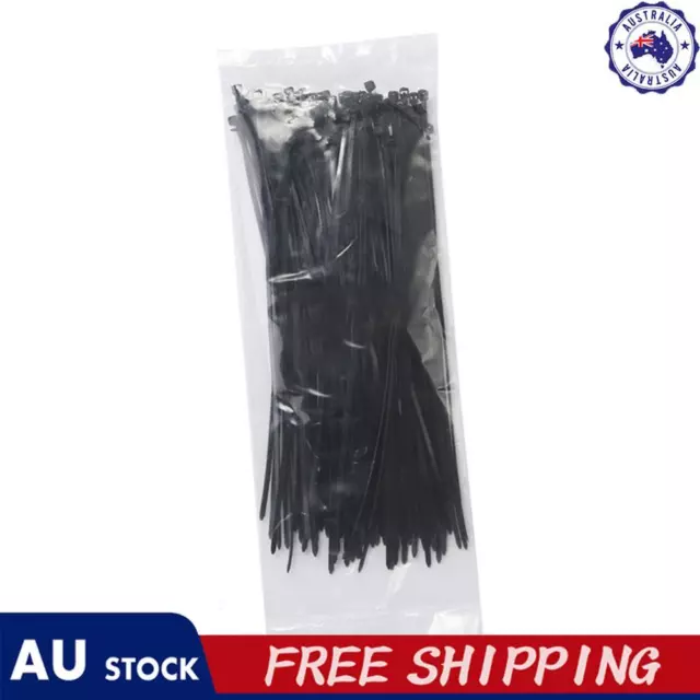 100pcs Self-locking Nylon Cable Ties Plastic Wires Wrap Zip Ties (Black L)