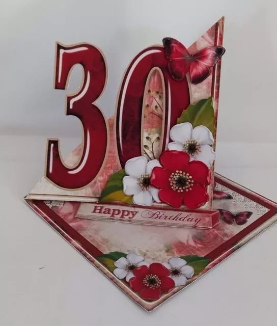 30th Birthday  Handmade Age Easel Card