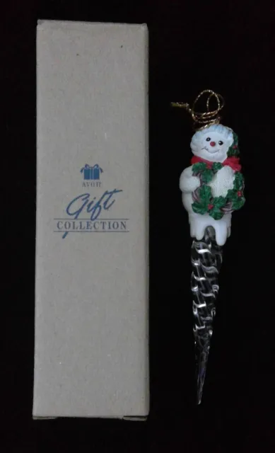 Vintage AVON GIFT COLLECTIONS Icicle Fun Christmas Ornament Snowman Wreath
