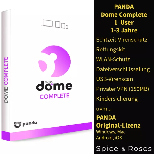 Panda Dome Complete Antivirus Internet Security VPN (1 Gerät / 1 2 3 Jahre) DE