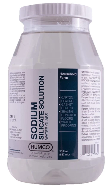 Sodium Silicate Solution 30Oz. Liquid Water Glass. Gasket Sealing. Concrete