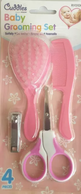 Baby Grooming Set, Brush and Comb Pink Soft & Gentle for your Baby First Steps