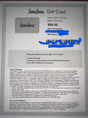 NEIMAN MARCUS GIFT Card 50 57.18 PicClick CA