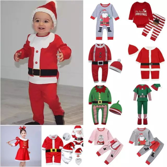 Kid Baby Christmas Santa Claus Elf Casual Lovely Costume Fancy Dress Party Set
