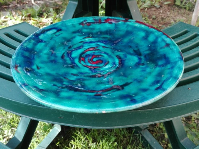 Ancienne Assiette Tripode Céramique Moderniste Signée Madobé Pièce Unique