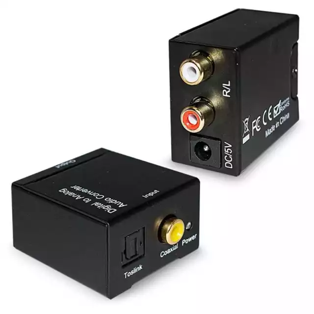 Adaptateur audio numérique optique coaxial vers RCA analogique G/D