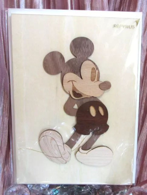 Papyrus Cards High Quality Disney wooden wood Mickey Mouse Birthday Card