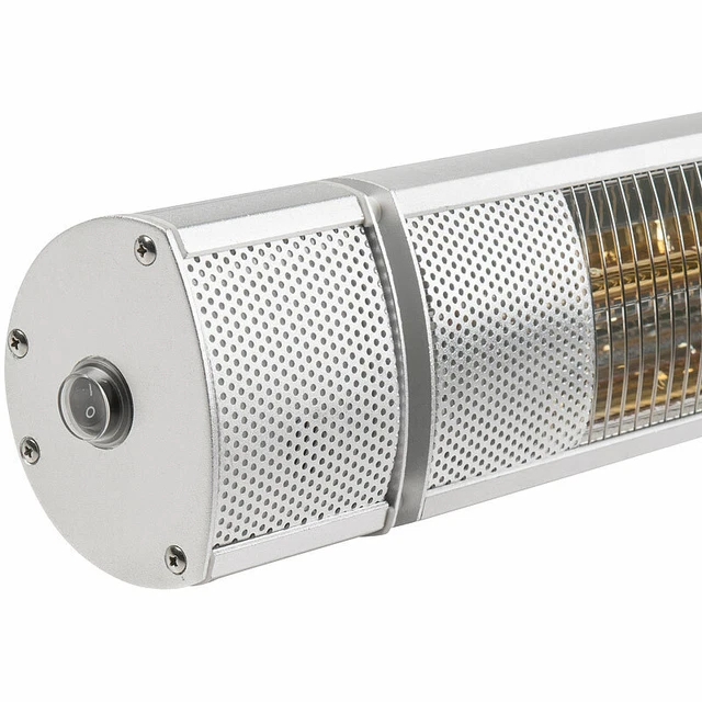 Semptec IR-Außen-Heizstrahler, Goldröhre, 3.000 W, IP65, Fernbedienung, silber