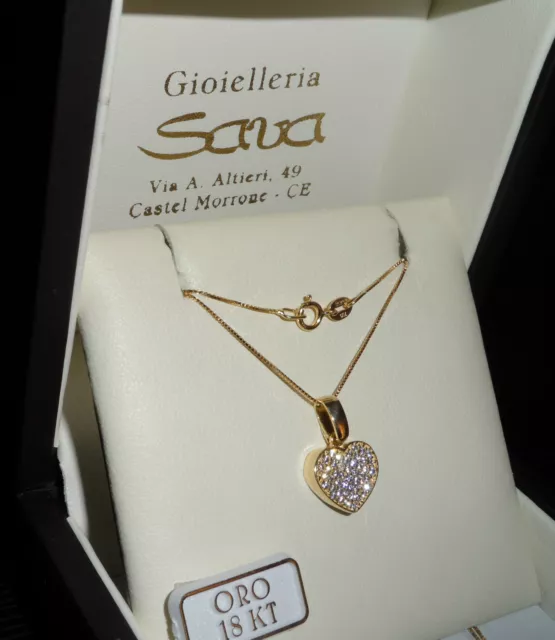 Collana oro giallo 750 18 kt e romantico ciondolo Cuore in oro 750 18 kt new