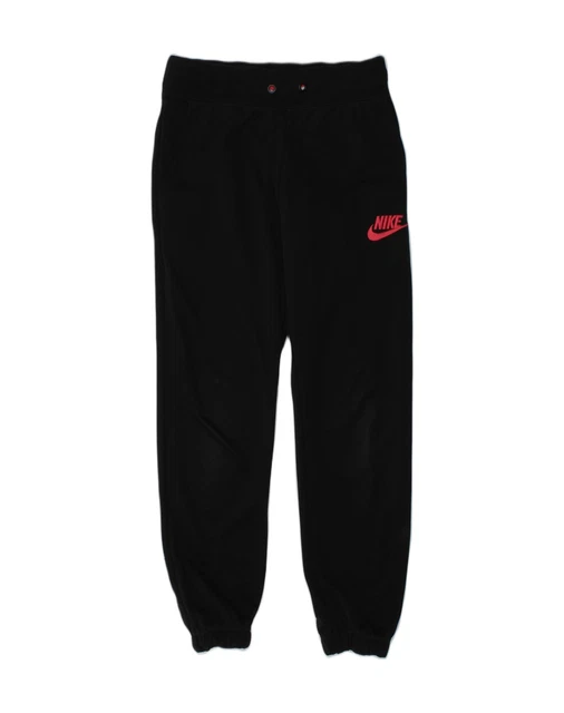 NIKE Girls Tracksuit Trousers Joggers 8-9 Years Black Polyester AB07