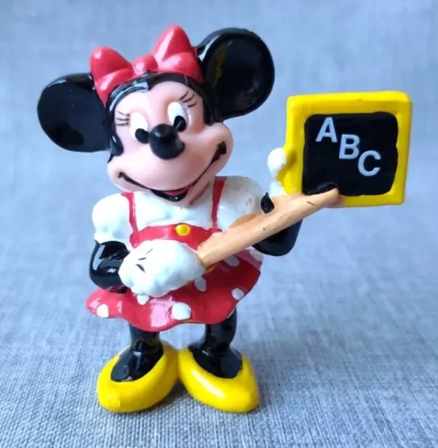 VINTAGE 80s DISNEY Minnie Mouse Figure School Teacher 2" PVC Figurine Applause