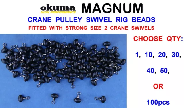 Okuma Black Pulley Swivel Rig Beads For Sea Fishing Line Bait Clip Pennel Rigs