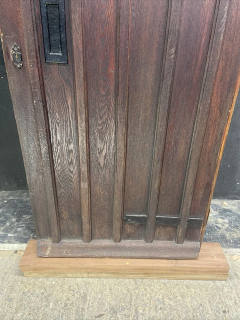 Solid Oak Front Door Arts Crafts Old Period Antique Glass Reclaimed Wood Iron 5