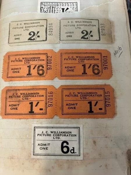 JC Williamson Picture Corp Ltd 1930s/40s unused theatre tickets - RARE (12)