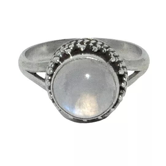 Sterling Silver Traditional Asian Vintage Style Moonstone Ring Size O Gift