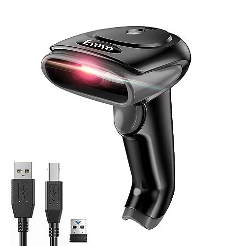 Wireless [2D&2500mAh] Upgraded Barcode Scanner for Inventory, Bluetooth, Grey