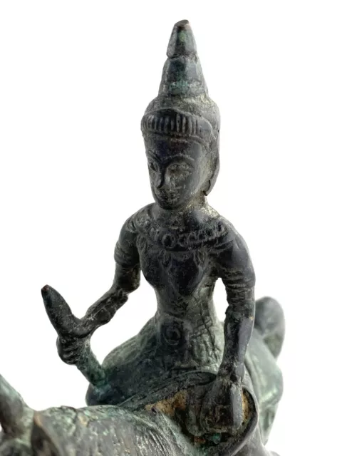 Vintage Asian 19th Century Burmese Deity Bronze Warrior on Horseback Figurine 3