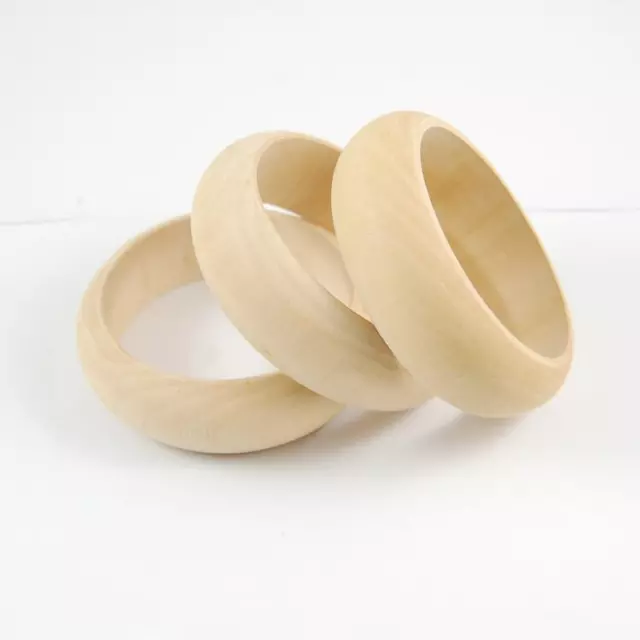 3PC Unfinished Wood Bangle Wooden Bracelet For DIY Craft Jewelry Making