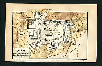 Excavaciones De OLYMPIA, Viejo Mapa - De 1895 (J-BE2)