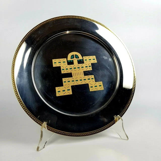 Placa Gottinghen de Acero Inoxidable 18/10E 24KT CT Oro Zecchino Vintage Raro