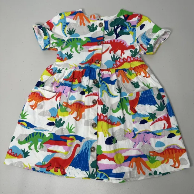 Mini Boden Girls Size 4-5 Y Button Down Jersey Dress Dinosaur Sunset Rare