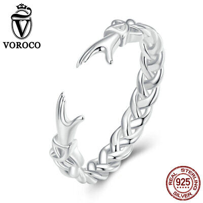 Voroco 925 Sterling Silver Celtic Knot & Palm Opening Ring Women Girls Jewelry