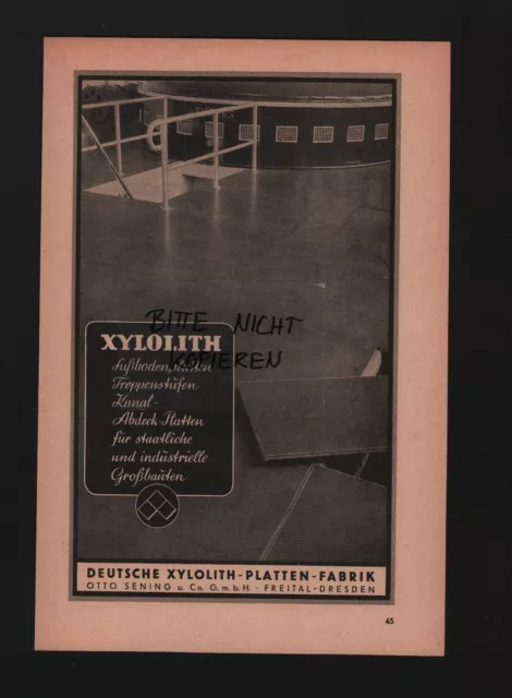 FREITAL-DRESDEN, Werbung 1942, Deutsche Xylolith-Platten-Fabrik Otto Sening & Co