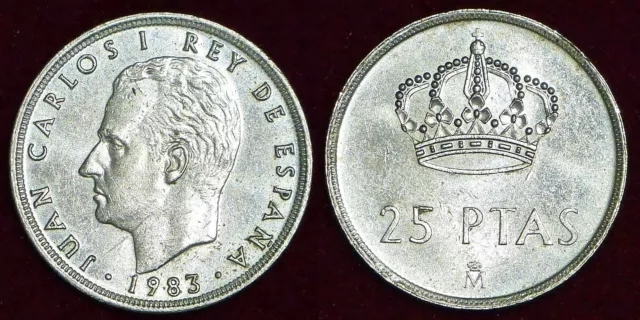 SPAIN España Espagne 25 pesetas 1983 "M" Madrid mint Juan Carlos I