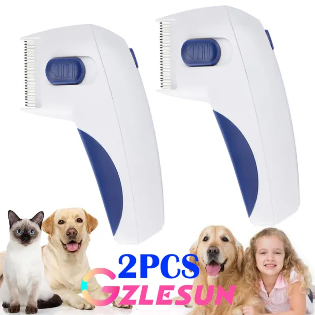 Electric Flea Comb For Pets Dog Cat Cleaning Brush Lice Remover Control ON/OFF