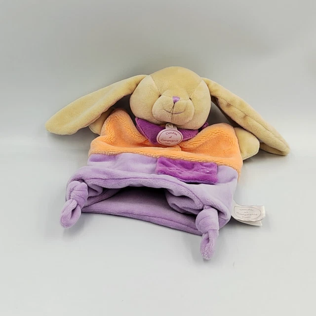 Doudou et Compagnie plat marionnette lapin orange mauve BisousDoudou et Compagni
