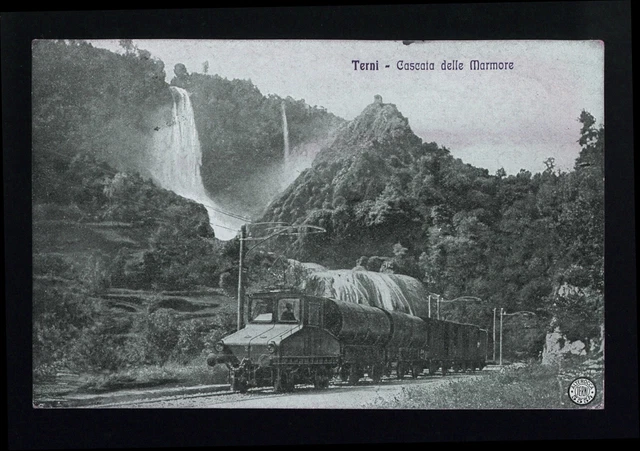 cartolina TERNI cascata delle marmore, treno merci