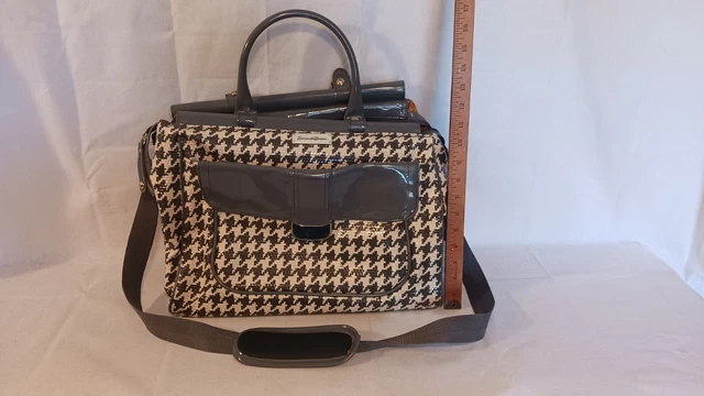 Samantha Brown Grey & White Houndstooth Pattern Travel Carry On Bag